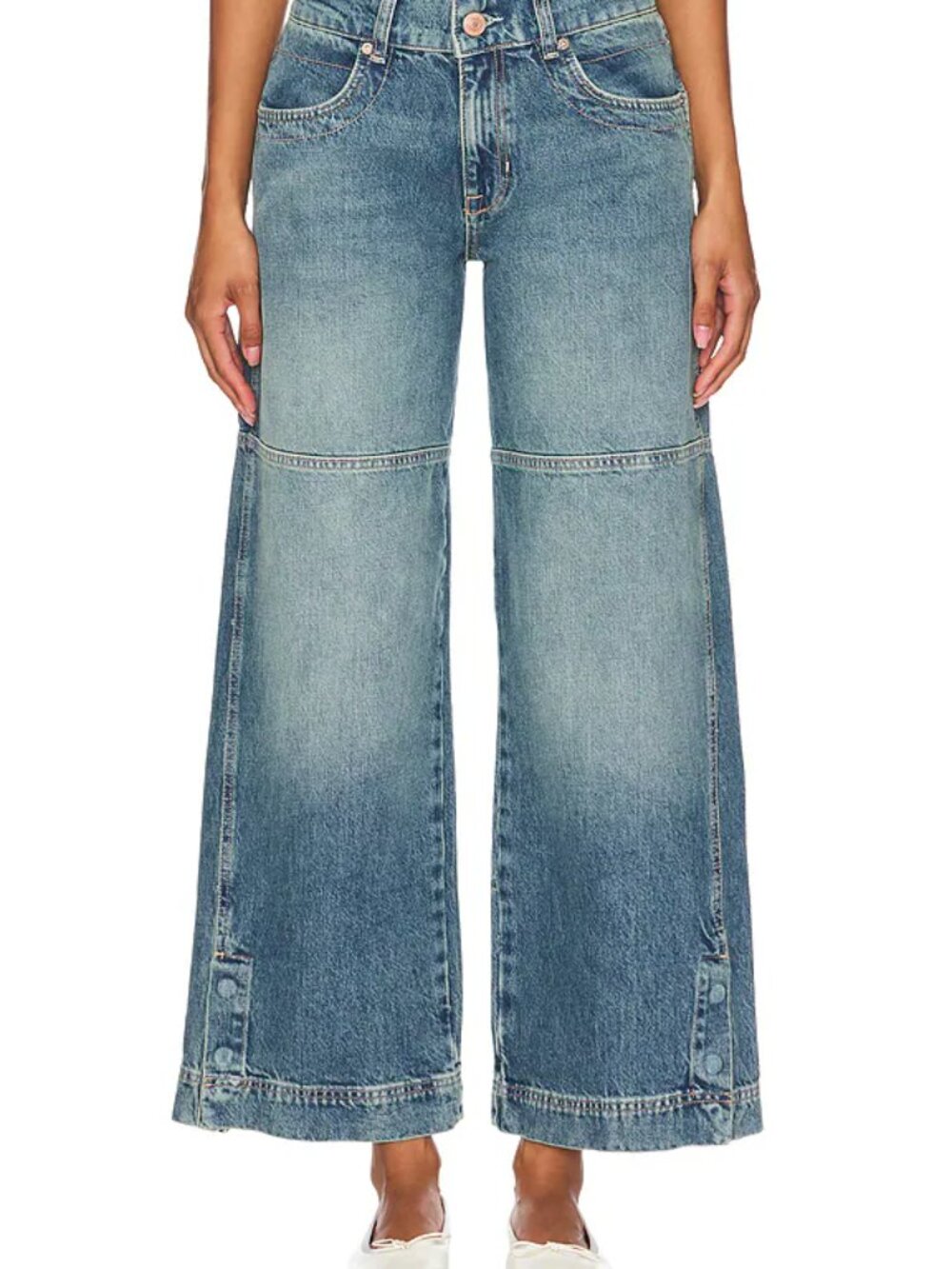 Free People We The Free Good Luck Wide Leg Jeans Size 29 Medium Wash